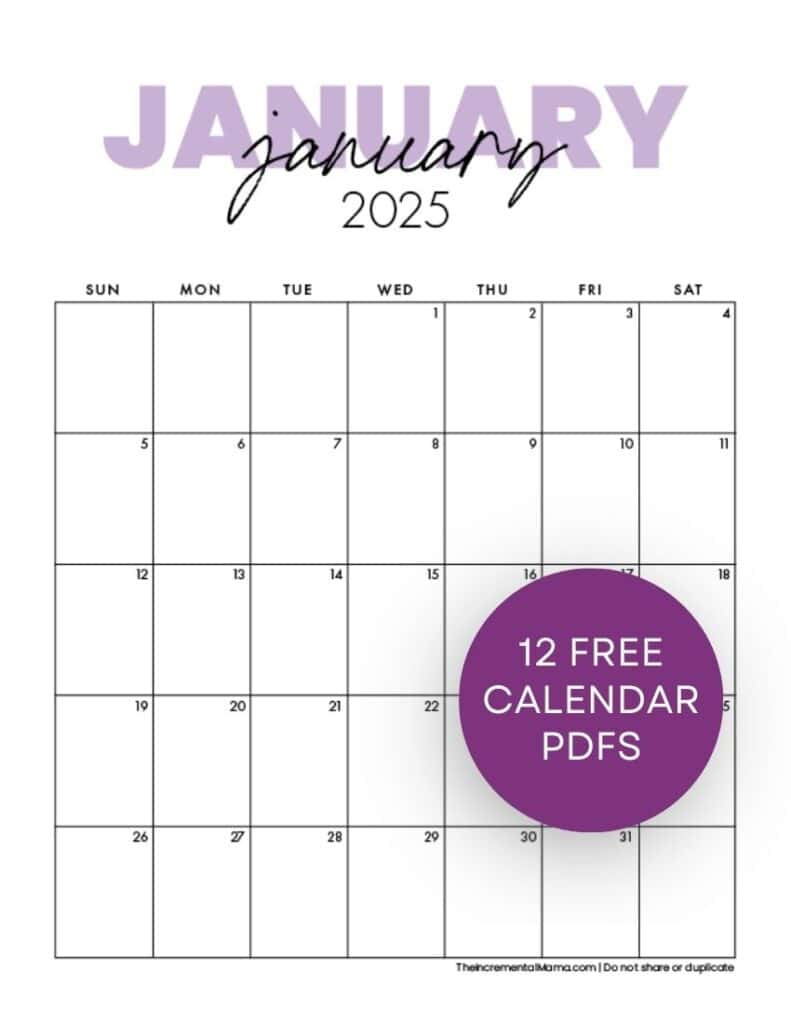 Free 2025 Monthly Calendar Template - January To December within Calendar Template 2025 Printable Free
