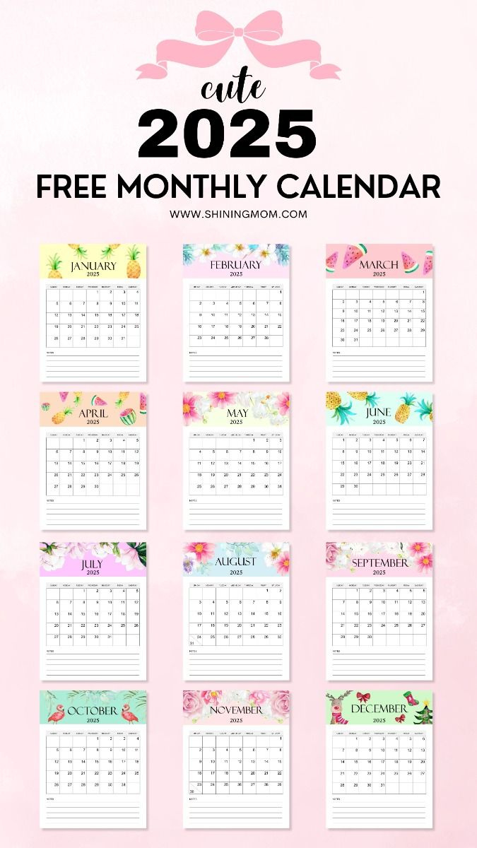 Free Monthly 2025 Calendar For Instant Download- Cute Templates pertaining to Free Printable Calendar 2025 Cute