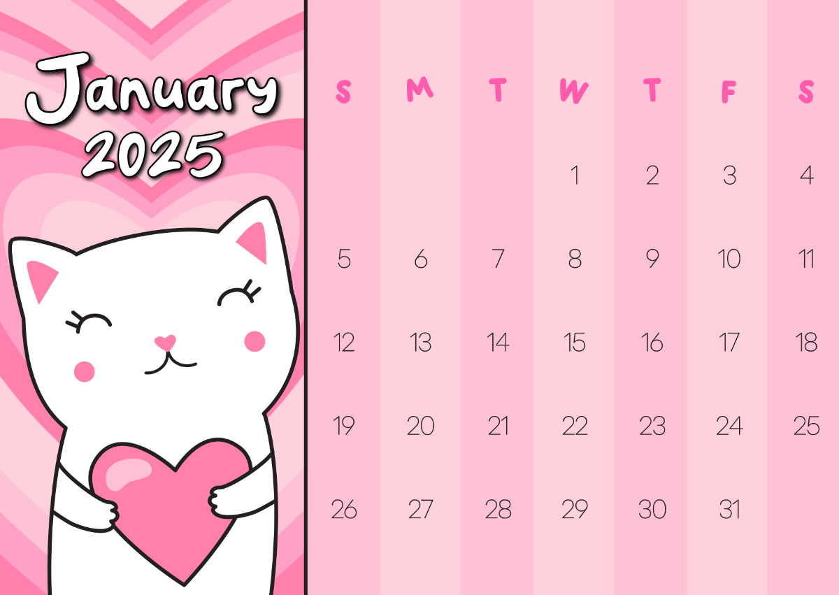Free Pink 2025 Calendar Template To Edit Online throughout Free Printable Calendar 2025 Pink