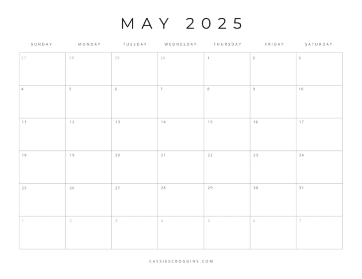 Printable Calendar 2025 For May