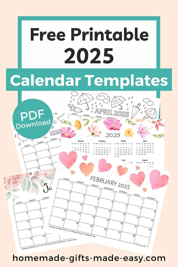 Free Printable 2025 Calendar Year | Homemade Gifts Made Easy with regard to Printable Calendar 2025 Homemade