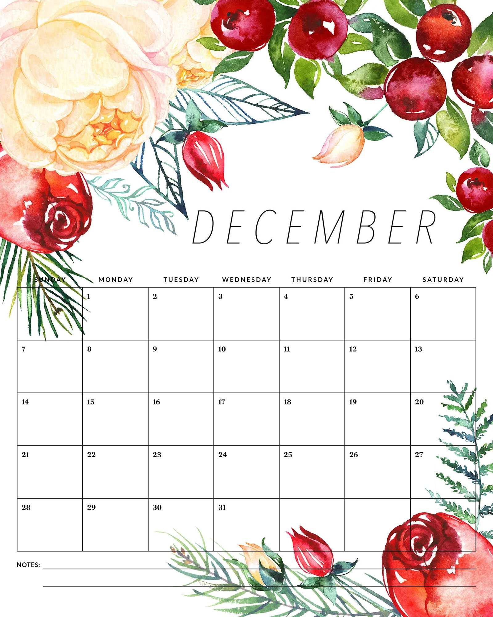 Free Printable 2025 Floral Calendar - The Cottage Market for Free Printable Calendar 2025 Flowers