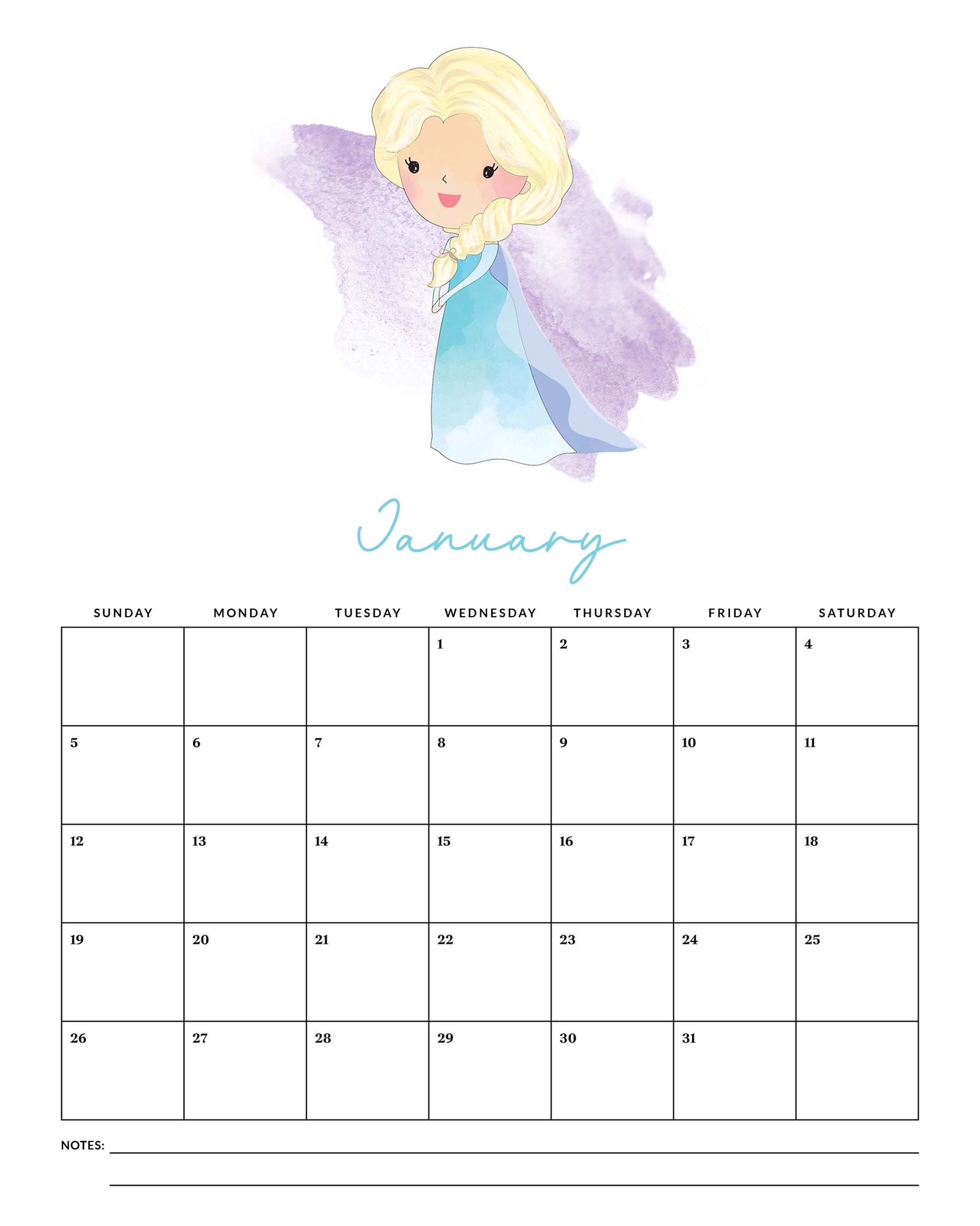 Free Printable 2025 Princess Calendar - The Cottage Market intended for Free Printable Calendar 2025 Disney