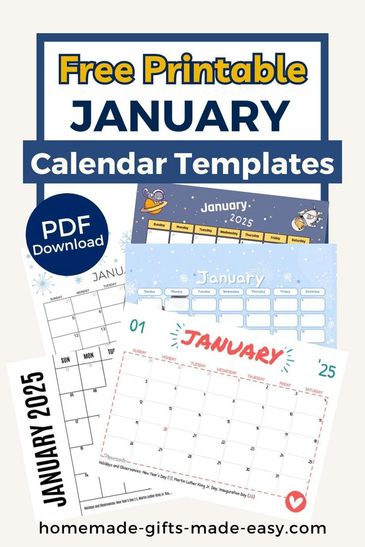 Free Printable Calendar January 2025 | Homemade Gifts Made Easy within Free Printable Calendar 2025 Homemade