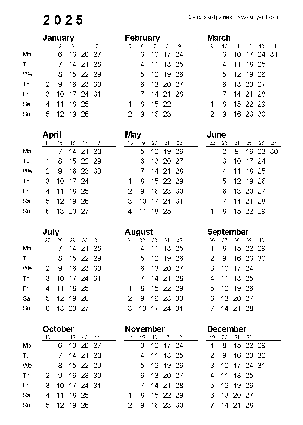 Free Printable Calendars And Planners 2025, 2026 And 2027 with regard to Free Printable Calendar 2025 Portrait Free Download