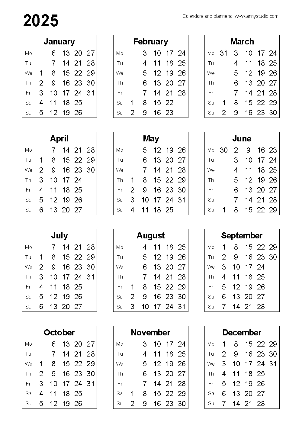 Free Printable Calendars And Planners 2025, 2026 And 2027 within Free Printable 2025 Vertical Calendar