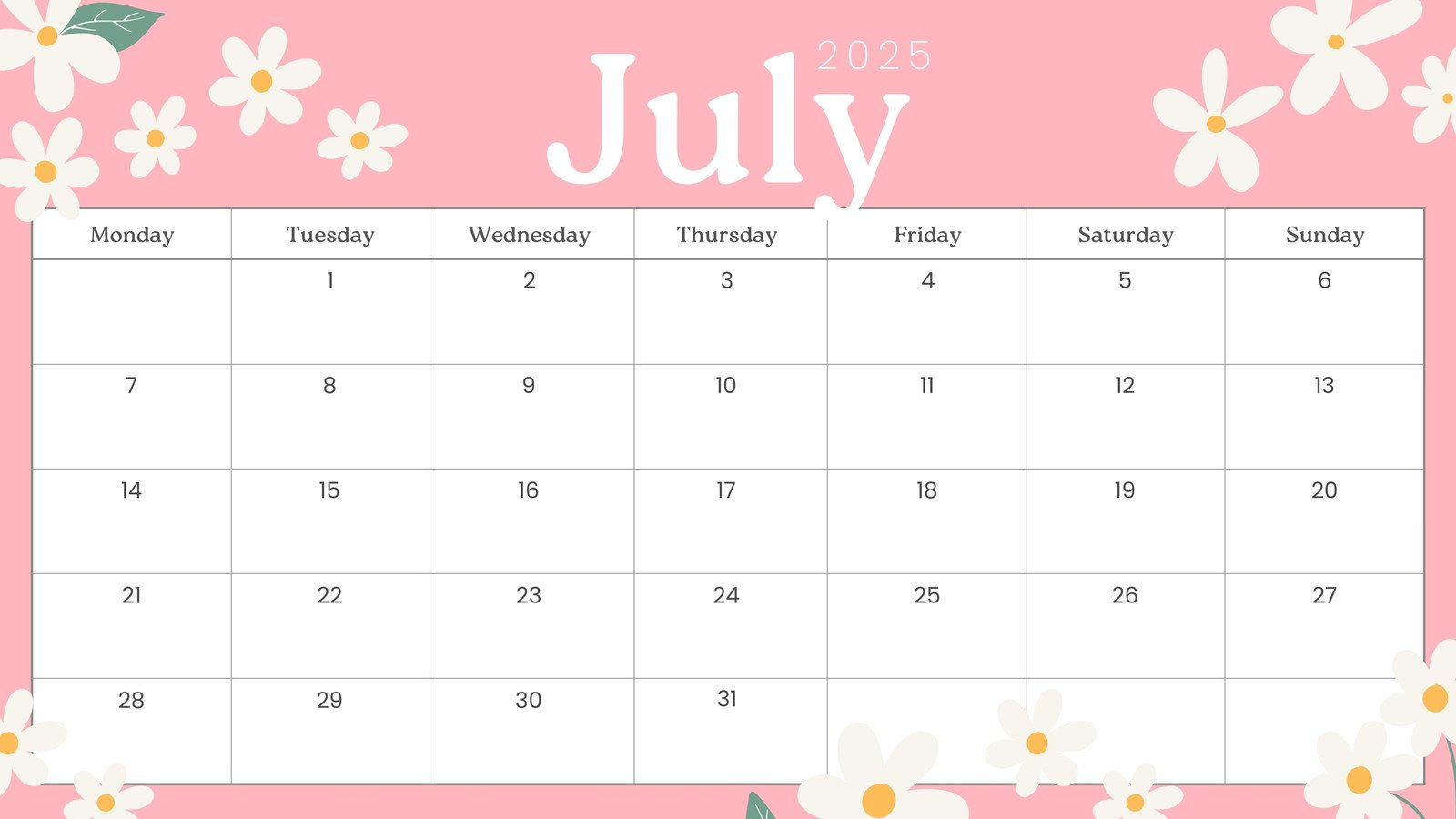 Free Printable, Custom July 2025 Calendar Templates | Canva within July 2025 Printable Calendar Win