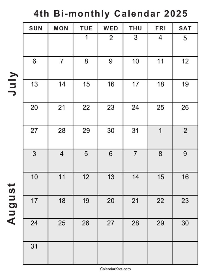 August 2025 July 2025 Calendar Printable