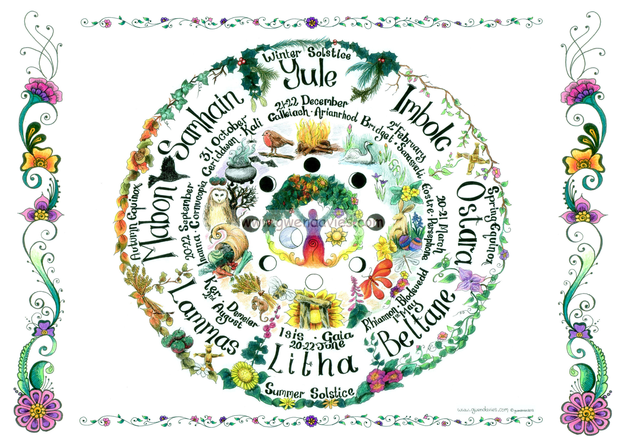 Introduction To Paganism, 2025 Lunar Calendar And Wheel (A4 with Pagan Calendar 2025 Printable