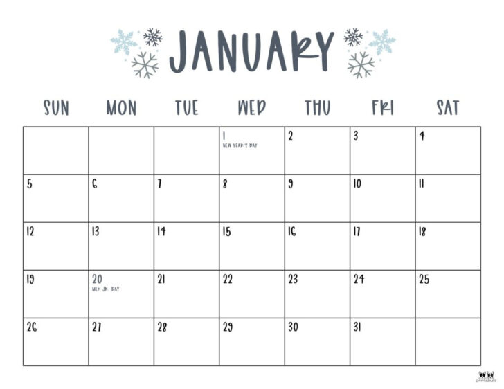 Free Printable Monthly Calendar 8 X 10 2025