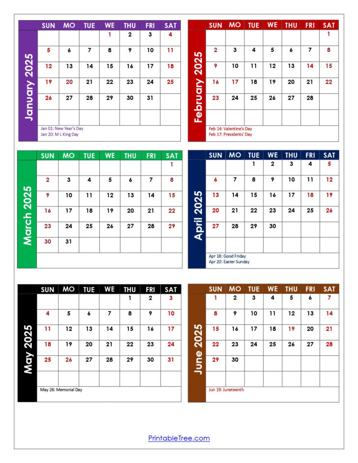 Free Printable Calendar 2025 6 Months Per Page
