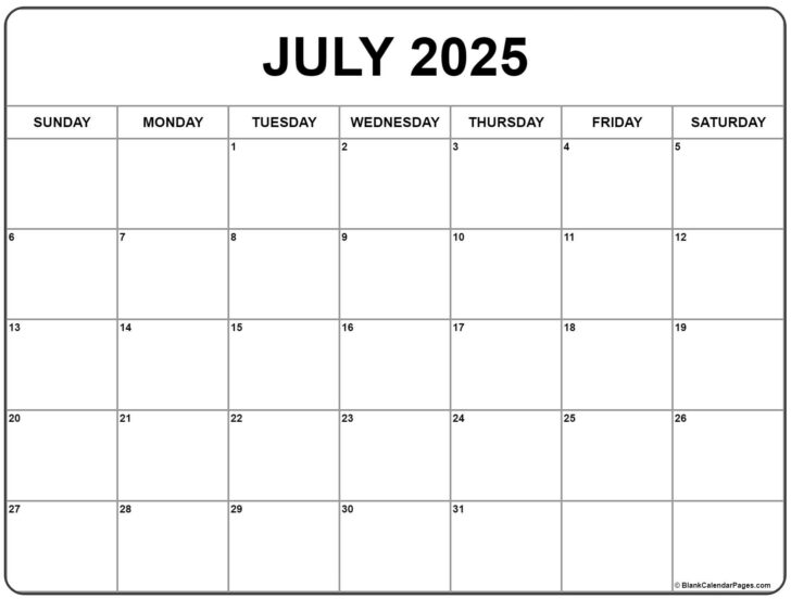 Free July 2025 Calendar Printable