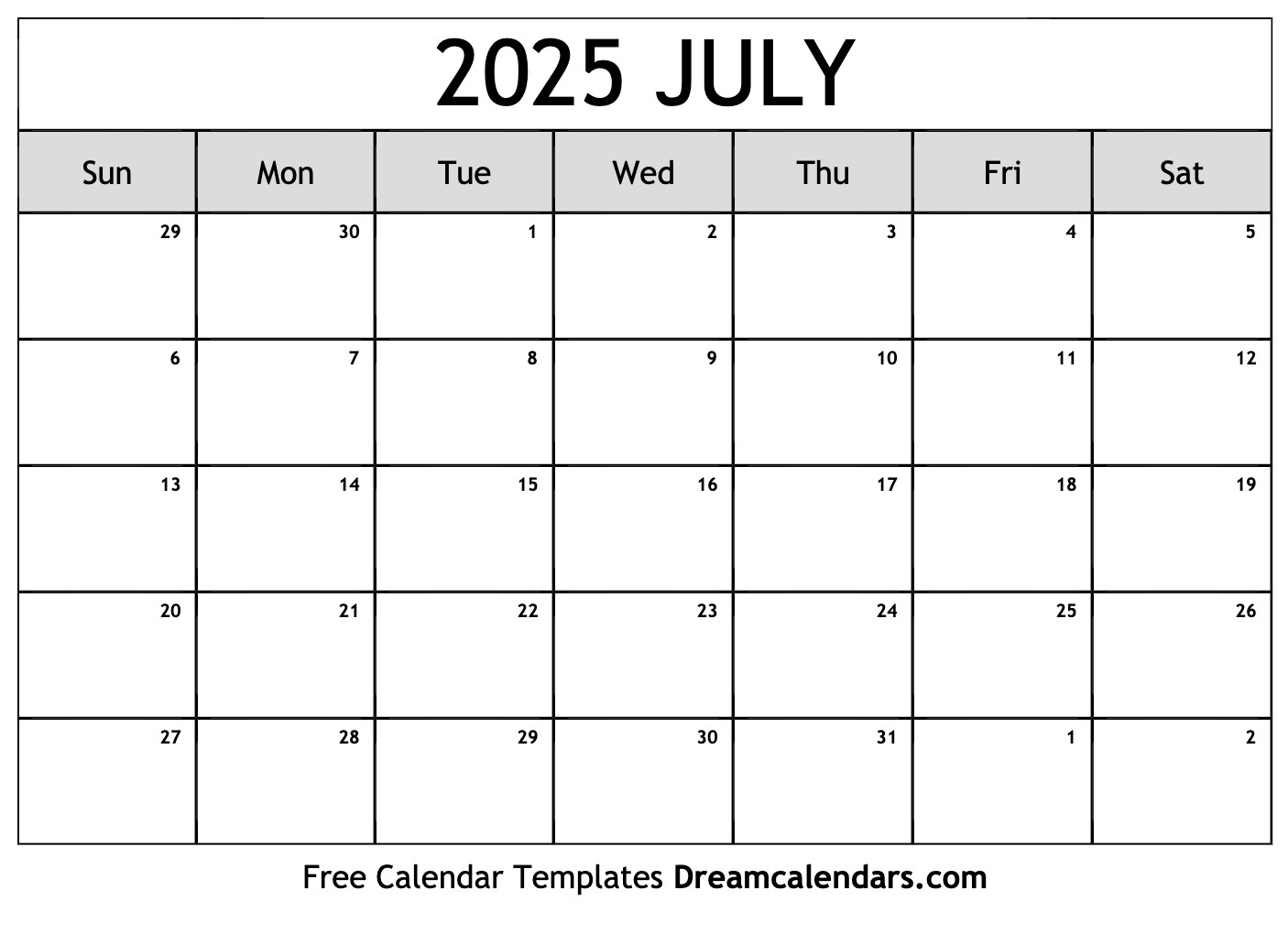 July 2025 Calendar - Free Printable With Holidays And Observances inside Free Calendar July 2025