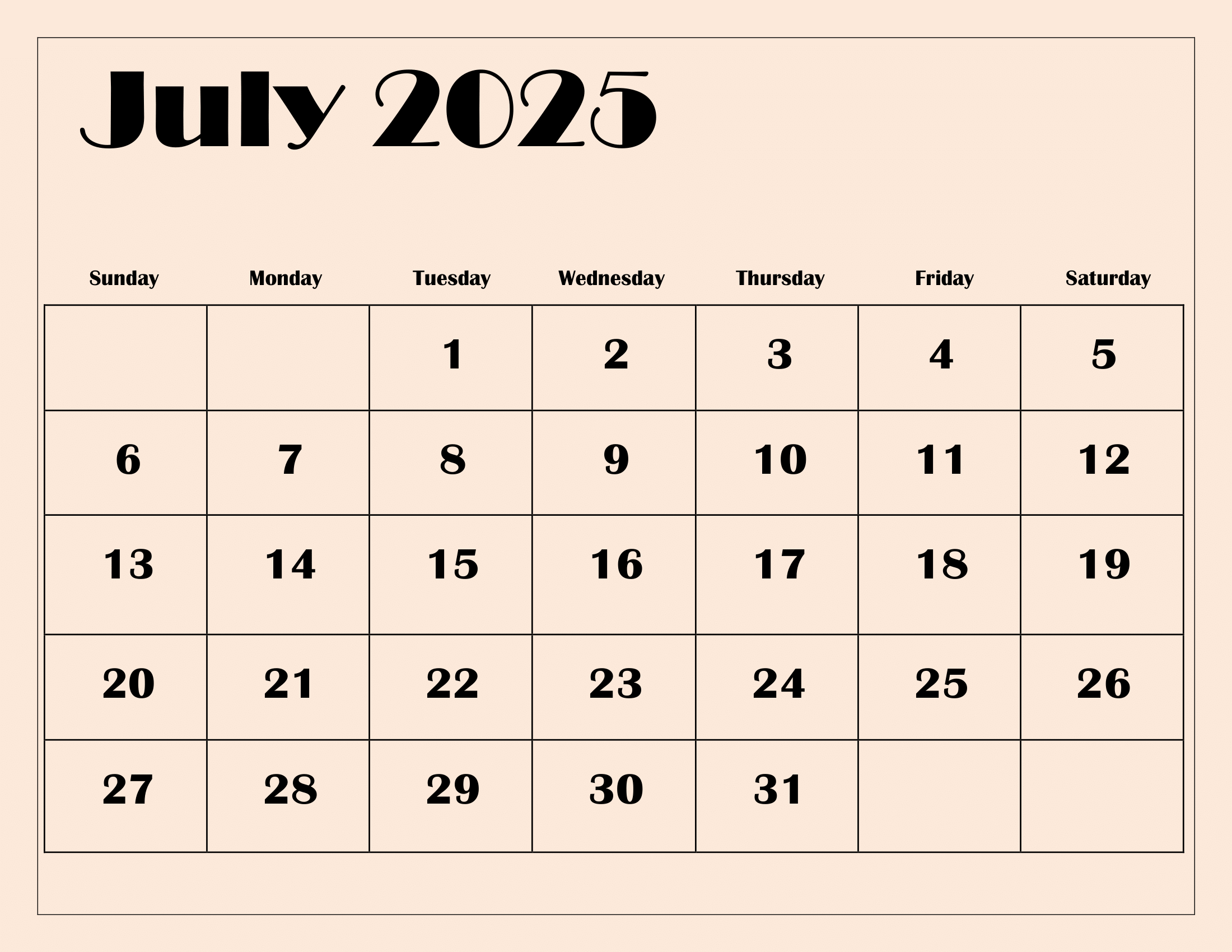 July 2025 Calendar Printable Pdf Template With Holidays regarding Calendar July July 2025