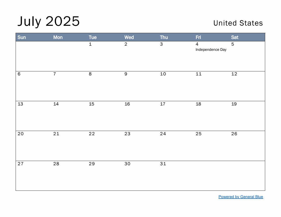July 2025 Calendar Wallpapers - Wallpaper Cave pertaining to General Blue Printable Calendar July 2025