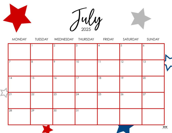 July 2025 Blank Calendar Printable Free
