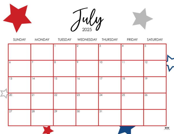 July 2025 Calendar Printable Free