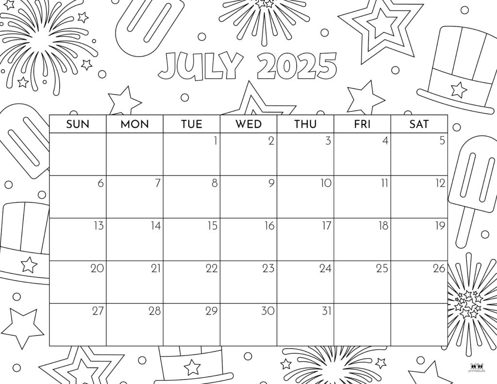 July 2025 Calendars - 107 Free Printables | Printabulls with regard to Free Printable Printable July 2025 Calendar