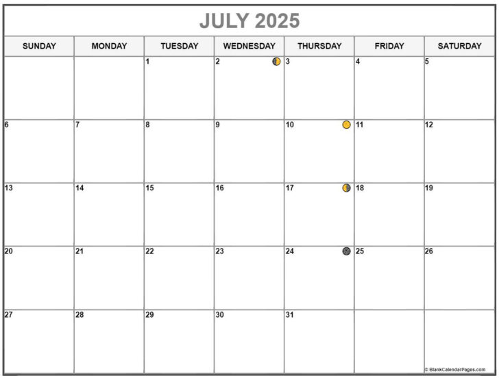 Moon Phase Calendar July 2025