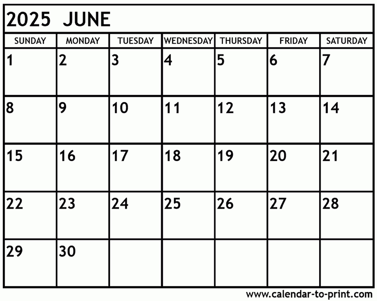 June 2025 Calendar Printable with Printable Calendar 2025 June 2025