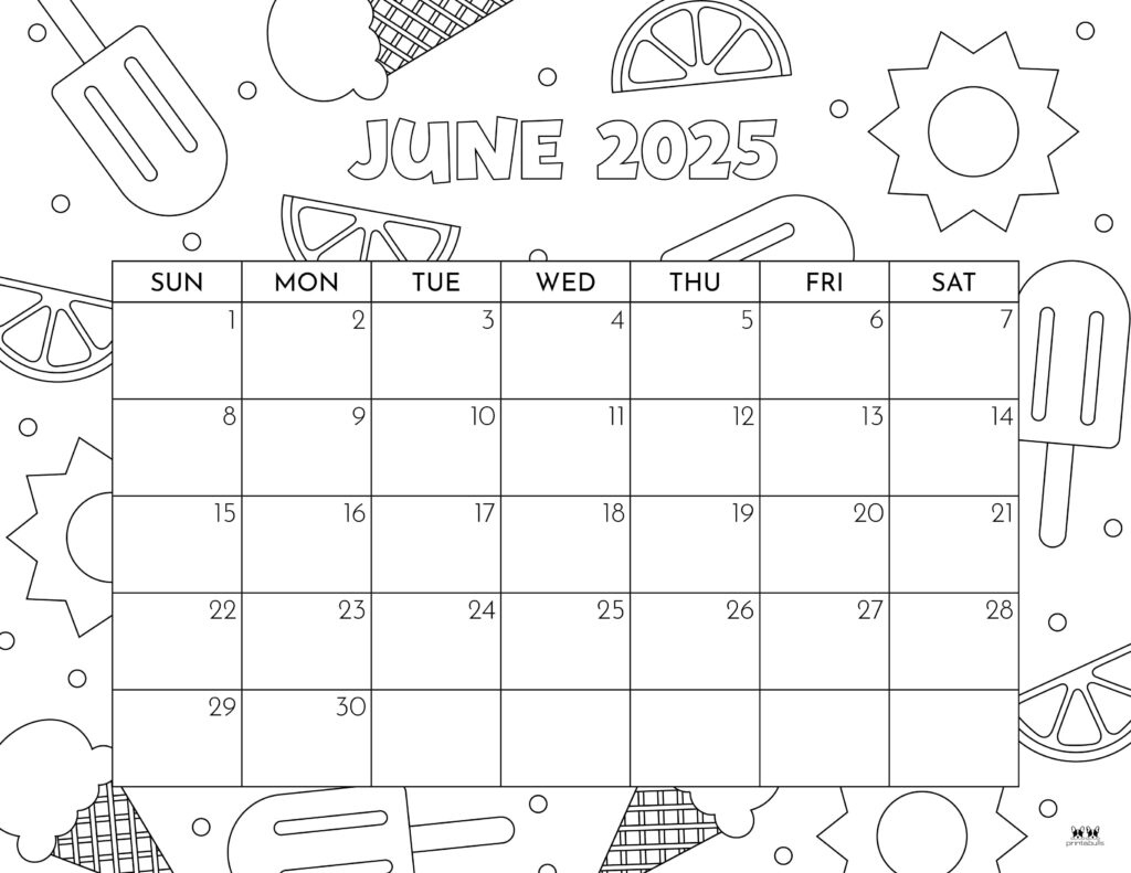 June 2025 Calendars - 107 Free Printables | Printabulls for Free Printable Calendar 2025 Kids