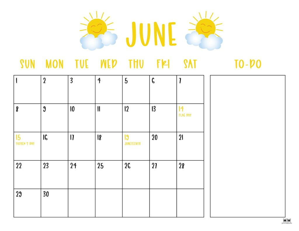 June 2025 Calendars - 107 Free Printables | Printabulls with Free Printable Calendar 2025 Monthly with Holidays
