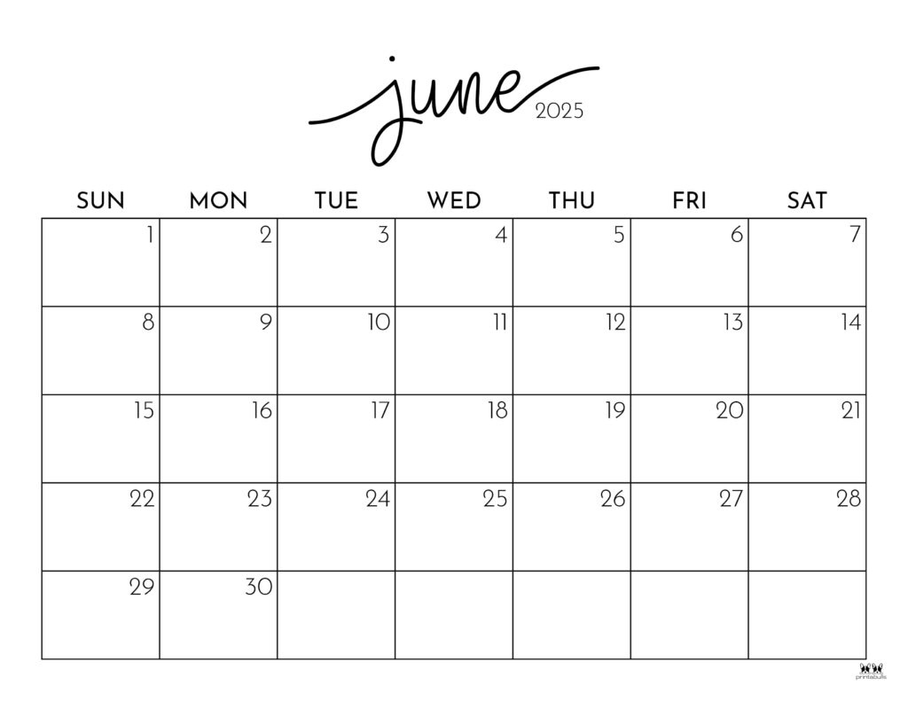 June 2025 Calendars - 107 Free Printables | Printabulls with Printable Calendar 2025 June 2025