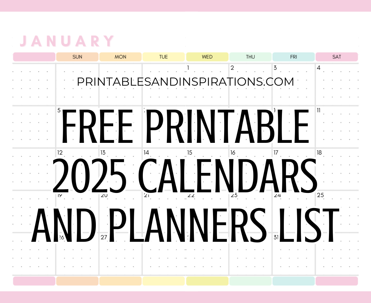 List Of Free Printable 2025 Calendars And 2025 Planners Pdf within Monthly Planner Free Printable Calendar 2025