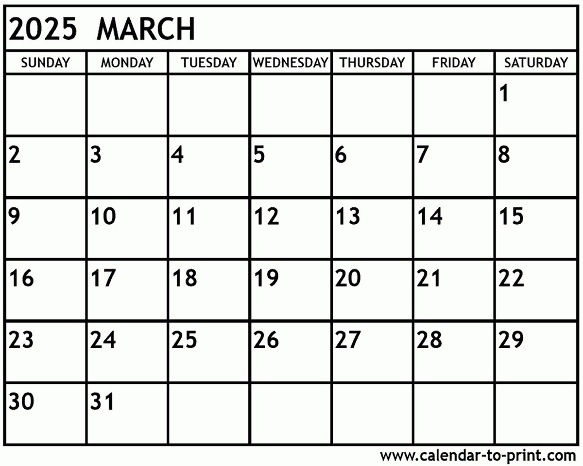 March 2025 Calendar Printable with regard to Printable Calendar 2025 Free March