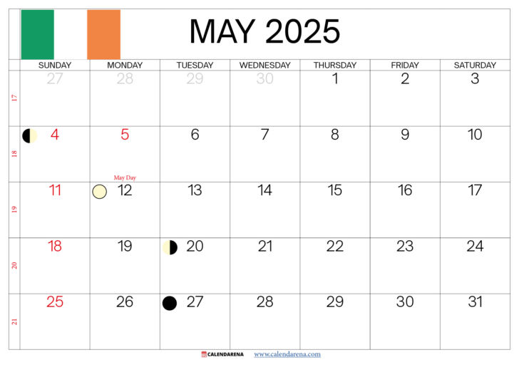 Printable Calendar 2025 Ireland