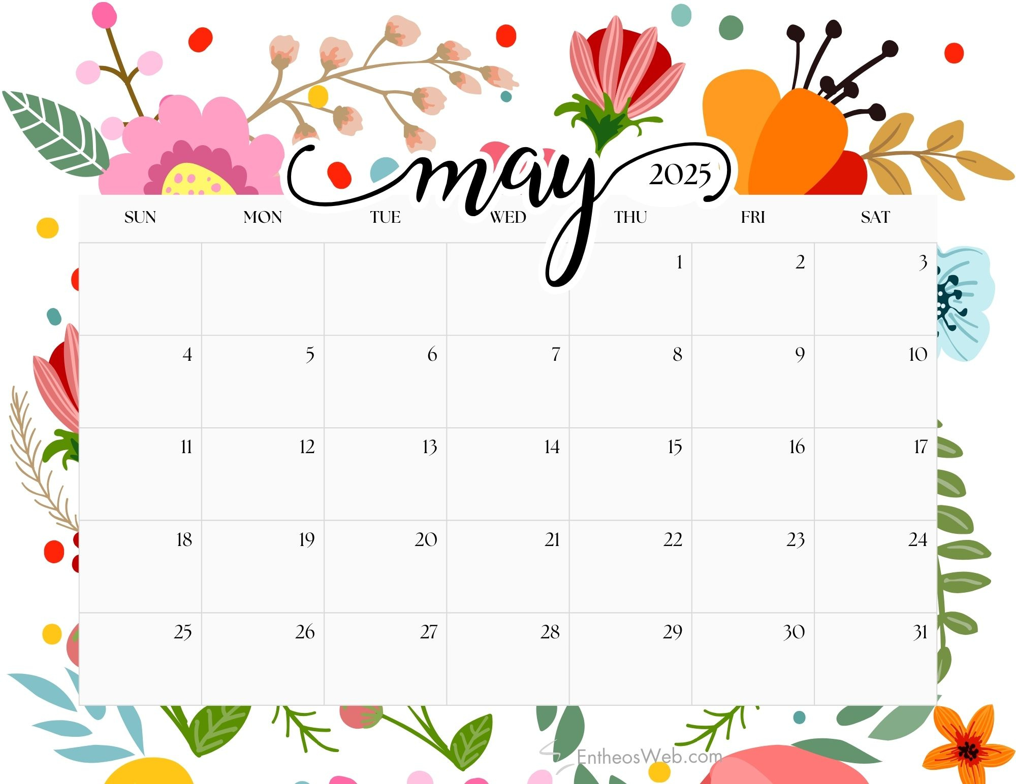 May 2025 Calendar Printables | Entheosweb with regard to Free Printable Calendar 2025 May