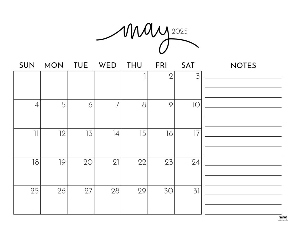 May 2025 Calendars - 107 Free Printables | Printabulls in Printable Calendar 2025 For May