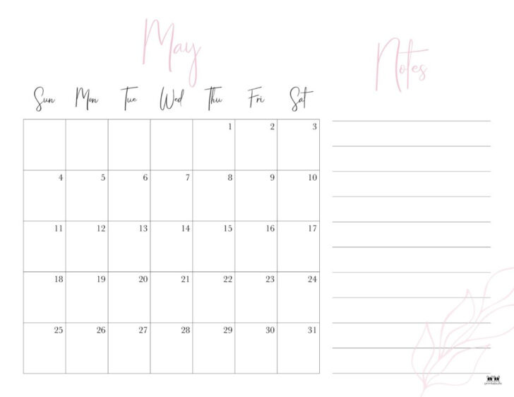 Free Printable 2025 Calendar with Notes Section