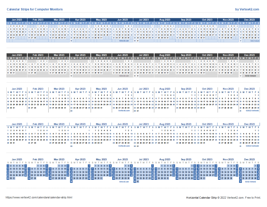 Monitor Calendar Strip Template inside 2025 Strip Calendar Printable Free Download