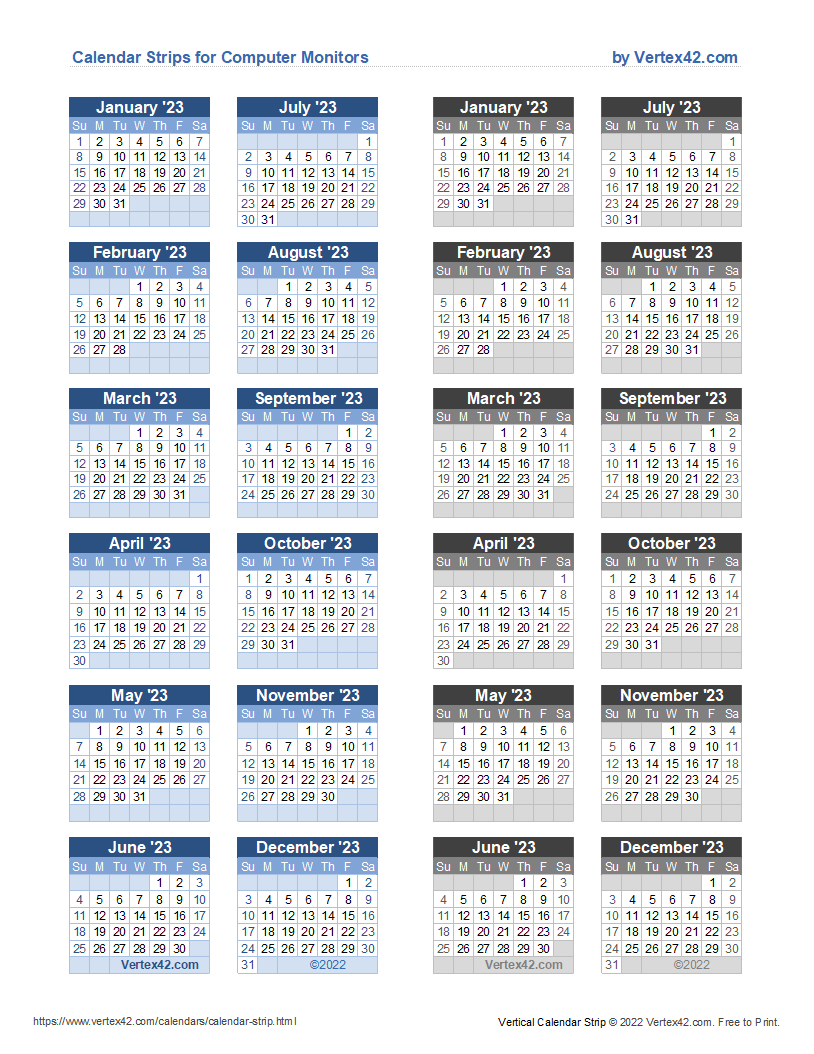 Monitor Calendar Strip Template pertaining to 2025 Strip Calendar Printable Free Download