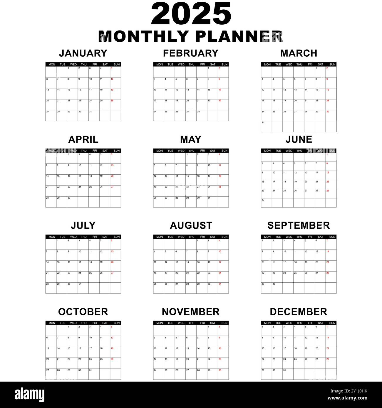 Monthly Calendar Template For 2025 Year. Wall Calendar In A for Printable Calendar 2025 Design Template