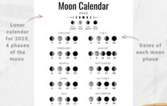 Moon Phase Calendar 2025, A4 / Letter Size Lunar Calendar – Etsy inside Printable Lunar Calendar 2025
