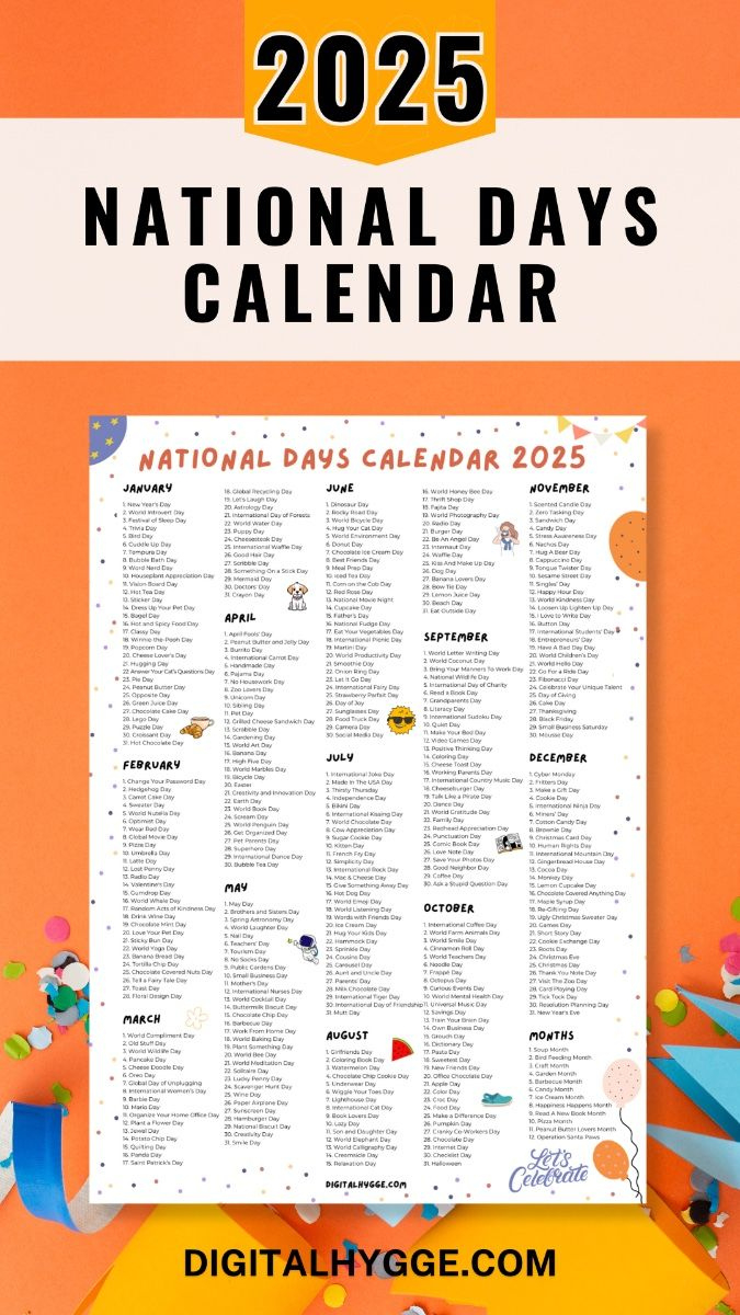 National Days Calendar 2025 Printable Pdf regarding National Day Calendar 2025 Printable Free