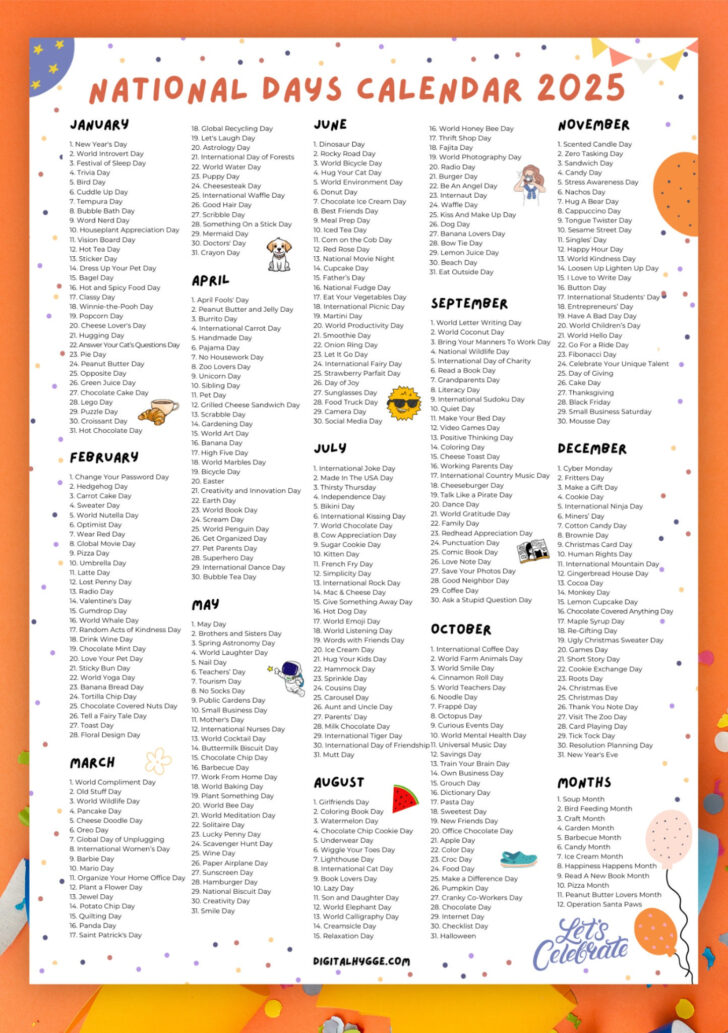Printable National Day Calendar 2025