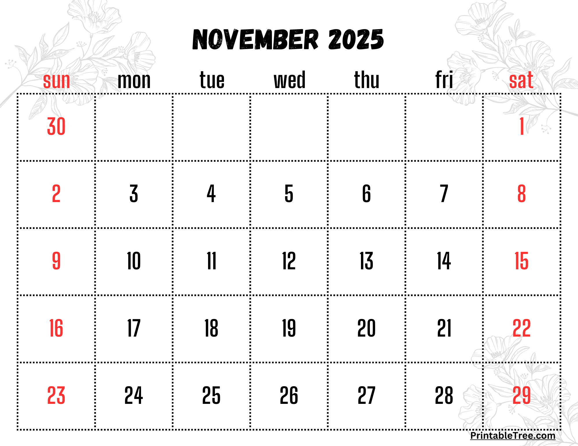 November 2025 Calendar Printable Pdf Template With Holidays inside November 2025 Calendar With Holidays Printable Free