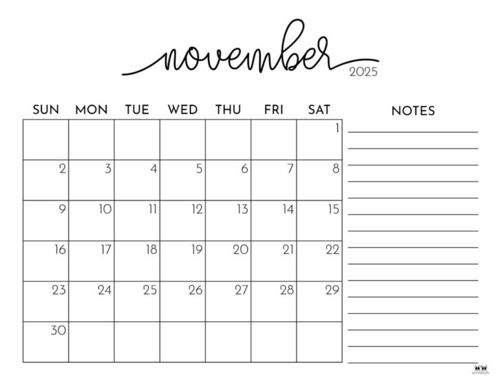 November 2025 Calendar with Holidays Printable Free