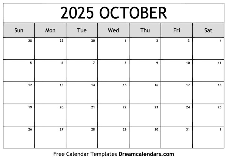 Printable October Calendar 2025
