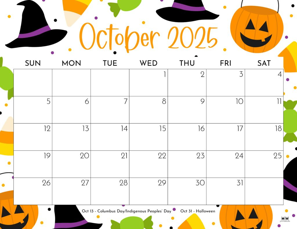 October 2025 Calendars - 107 Free Printables | Printabulls for October Printable Calendar 2025 Free