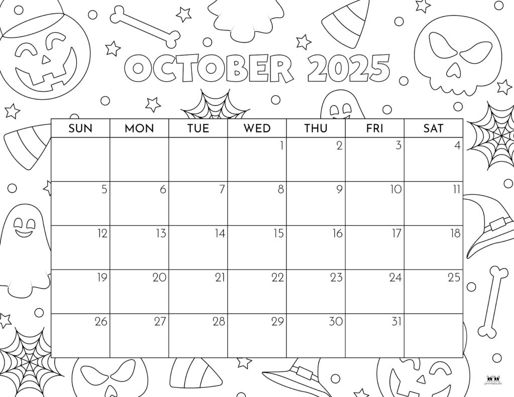 October 2025 Calendars - 107 Free Printables | Printabulls regarding Printable October Calendar 2025