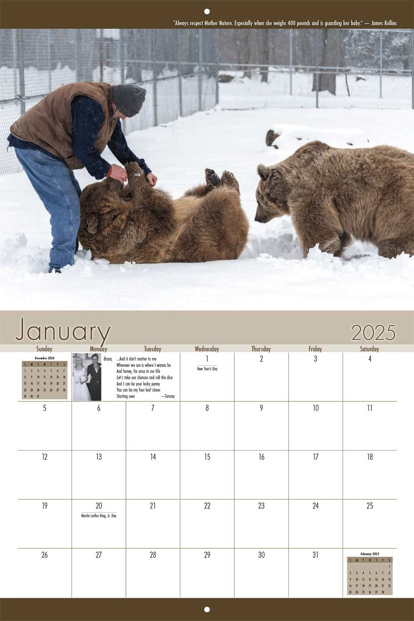 Orphaned Wildlife Center 2025 Calendar - Yearbox Calendars regarding Grizzly Bears 2025 Calendar Printable