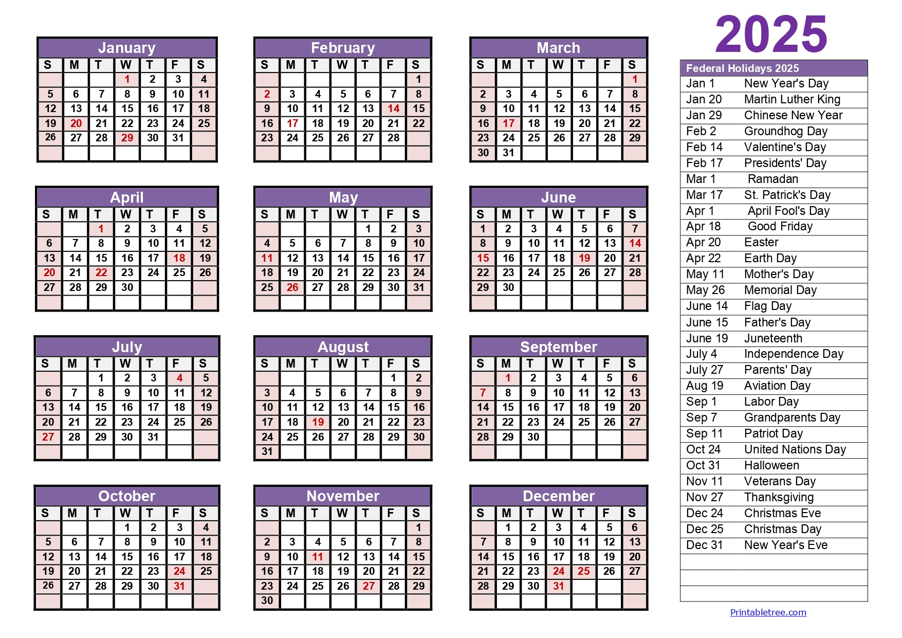 Printable Calendar 2025 One Page With Holidays (Single Page) 2025 inside Free Printable Calendar 2025 General Blue