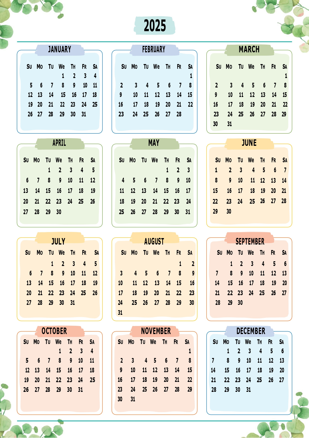 Printable Calendar 2025 One Page With Holidays (Single Page) 2025 with regard to 2025 Yearly Calendar Printable One Page