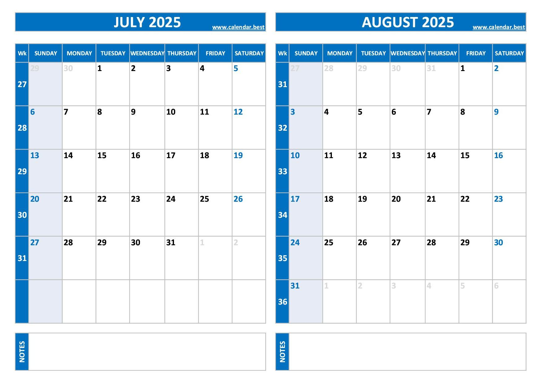 Printable July And August 2025 Calendar - Free Pdf &amp;amp; Jpg Downloads in General Blue Printable Calendar July 2025