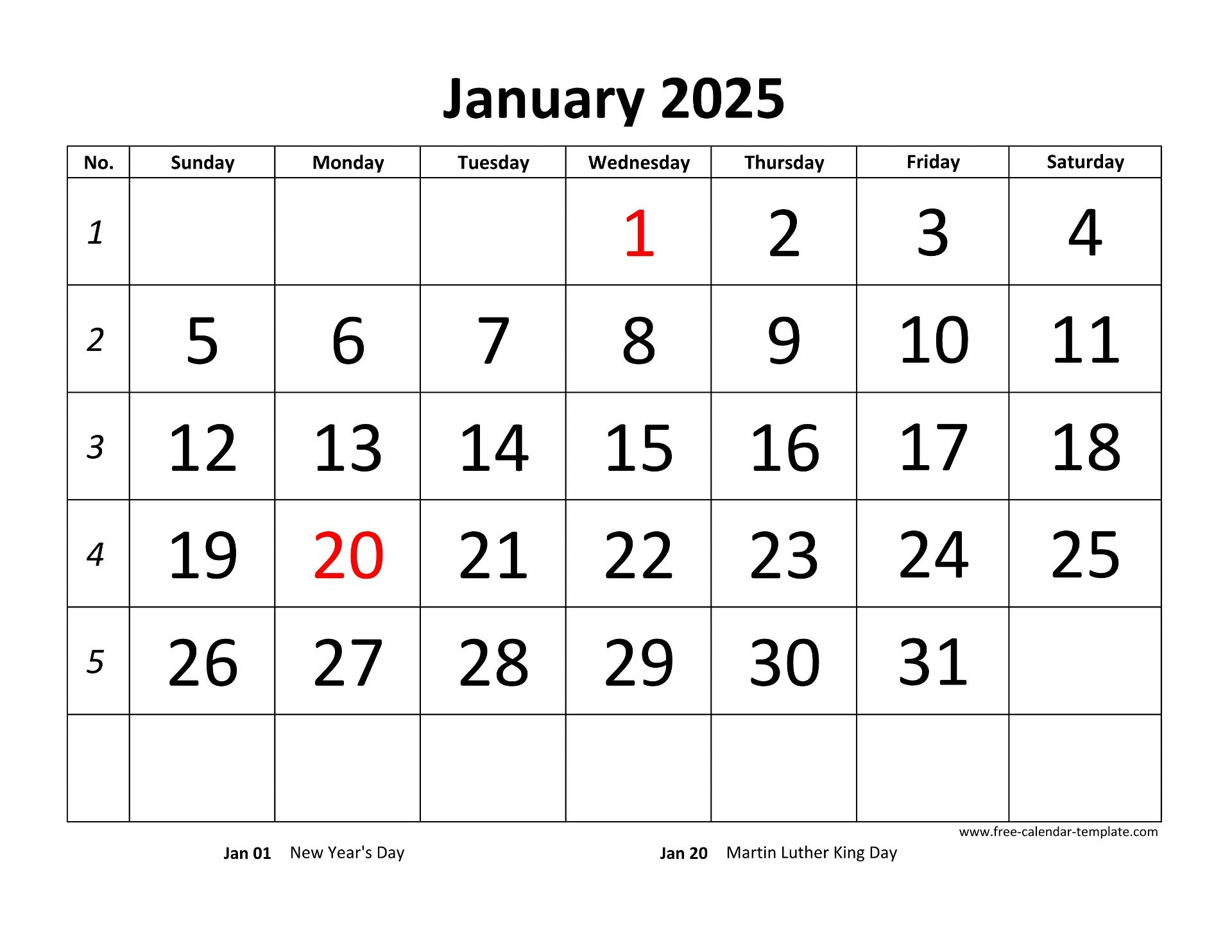 Printable Monthly Calendar 2025 | Free-Calendar-Template for Printable Calendar 2025 Monthly Word