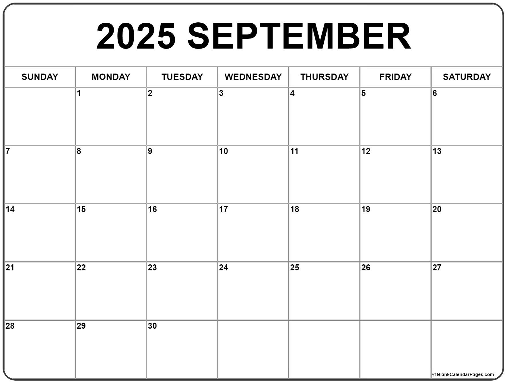 September 2025 Calendar | Free Printable Calendars regarding Printable Calendar 2025 September Free